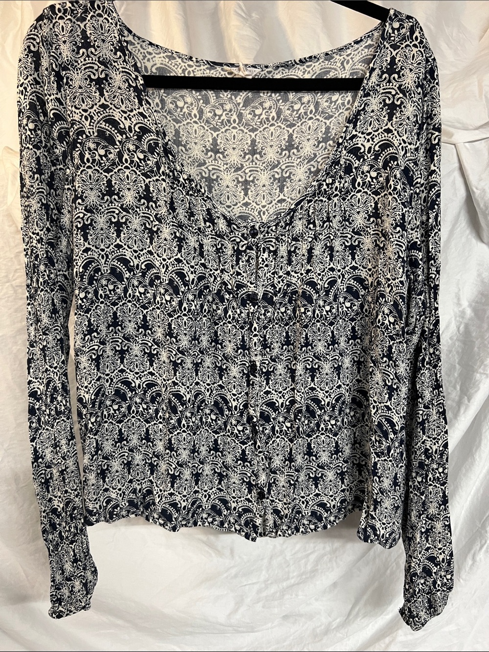 Aeropostale navy and cream Printed Long-Sleeve Top